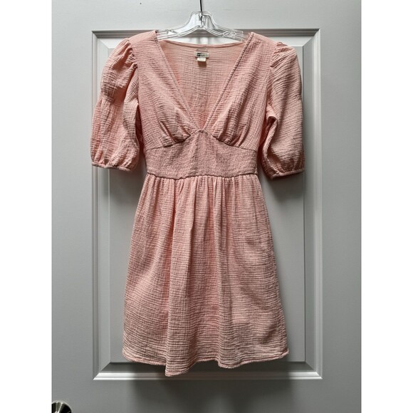 Billabong Spellbound Puff Sleeve Mini Dress Women’s Size Small Lined 100% Cotton - Picture 1 of 8